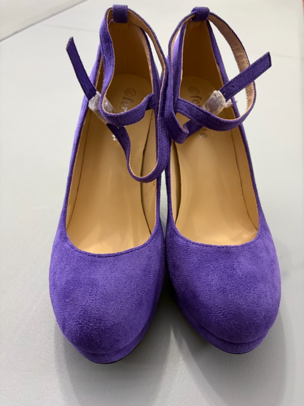 Platform Ankle-Strap Pumps in Purple Suede - Women